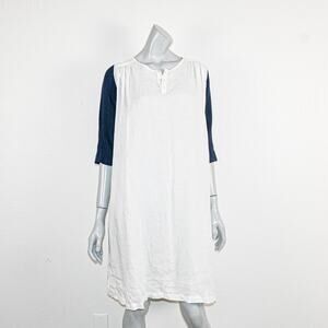 Vlas Blomme Japan Kotrijk Linen Pinstripe Sleeve Color Combination dress sz 1